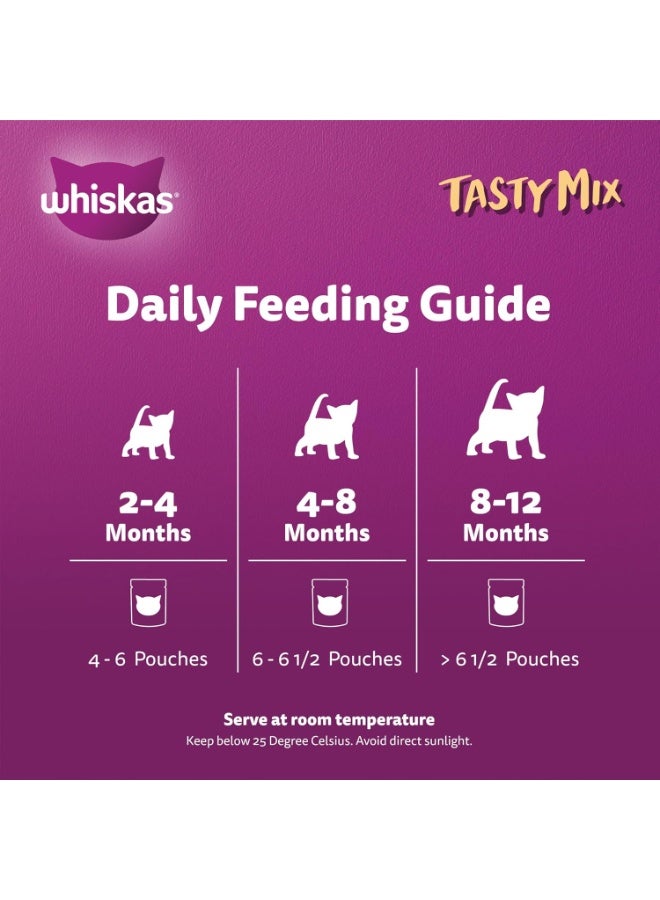 Whiskas Junior Tasty Mix Chicken Tuna & Sweet Potato Flavour In Gravy 2-12 Months 100% Balanced Nutrition 4X70G - Image 5